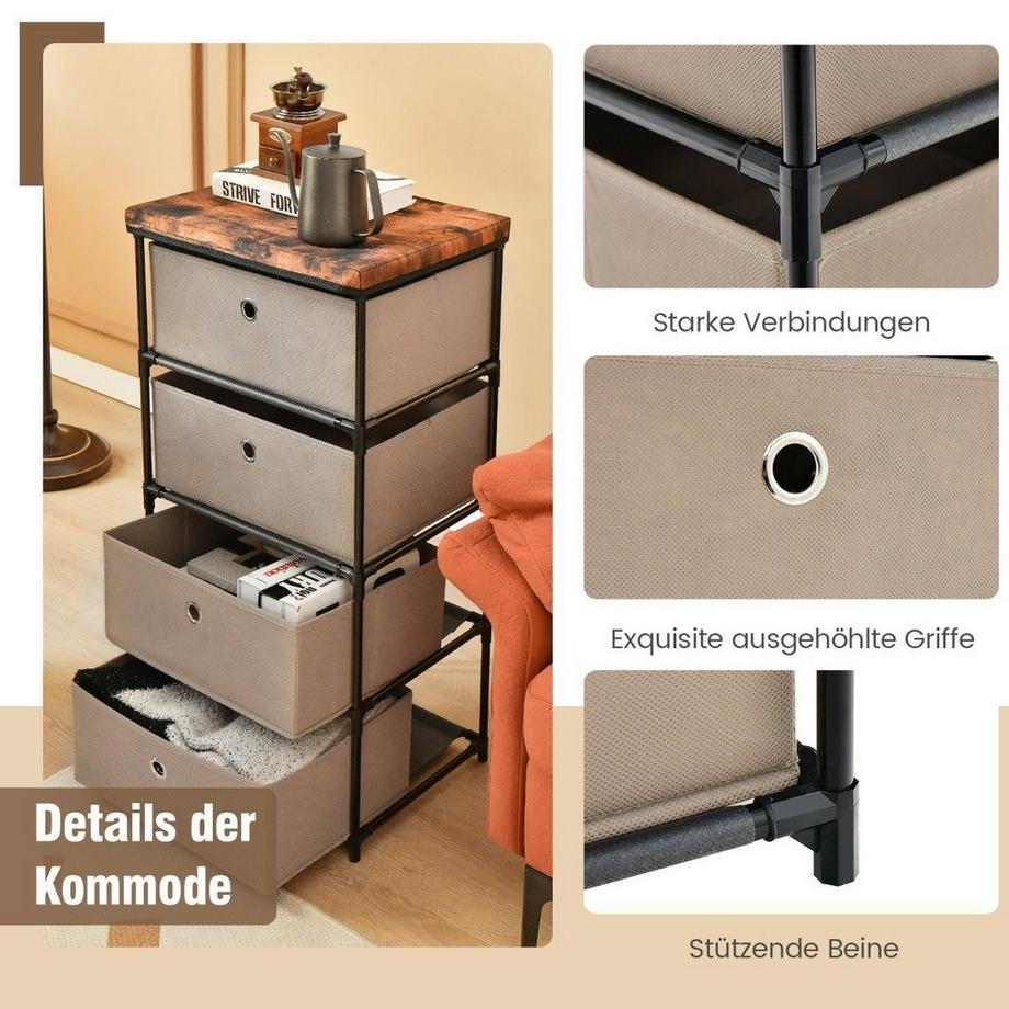 Northix Mobile contenitore per camera da letto a 4 cassetti  