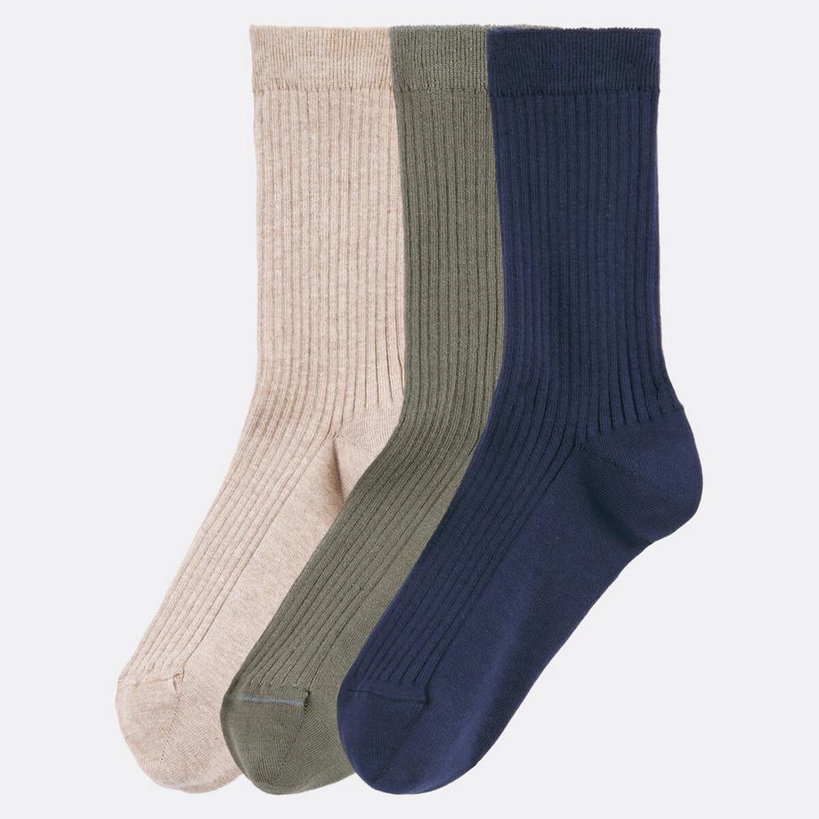 3er-Pack gerippte Socken