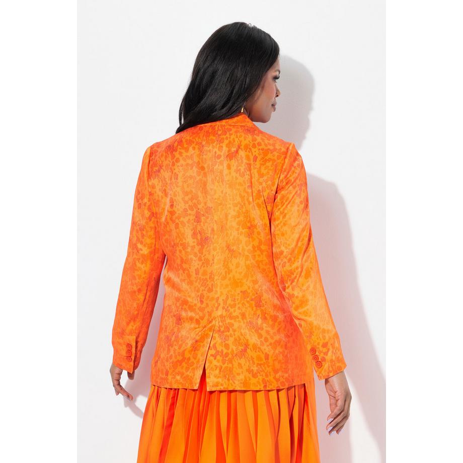 Ulla Popken Blazer en satin imprimé Col à revers Manches longues  