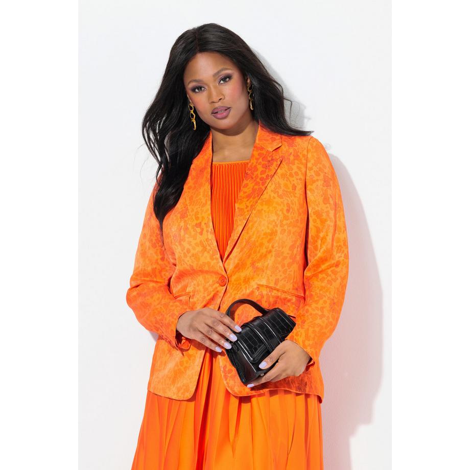 Ulla Popken Blazer en satin imprimé Col à revers Manches longues  