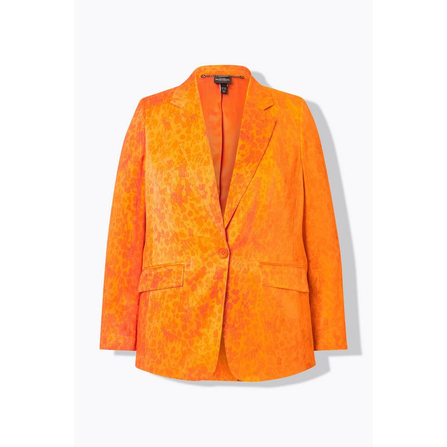 Ulla Popken Blazer en satin imprimé Col à revers Manches longues  