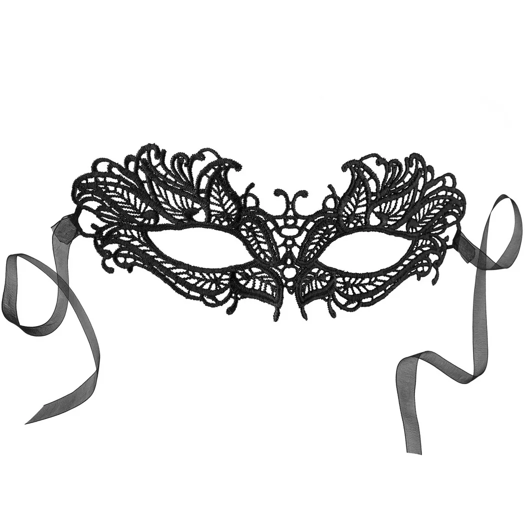 Tectake - Schwarze Spitzenmaske Schmetterling, One Size, Charcoal Black