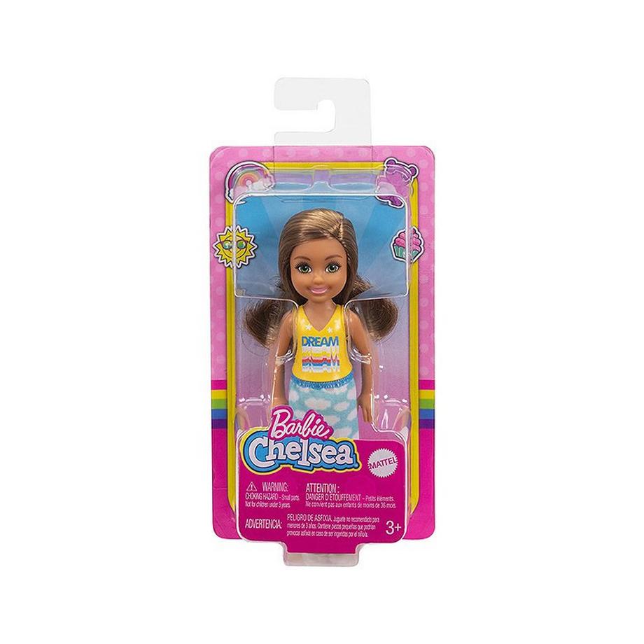 Barbie  Chelsea Puppe im Rock mit Wolkenaufdruck 