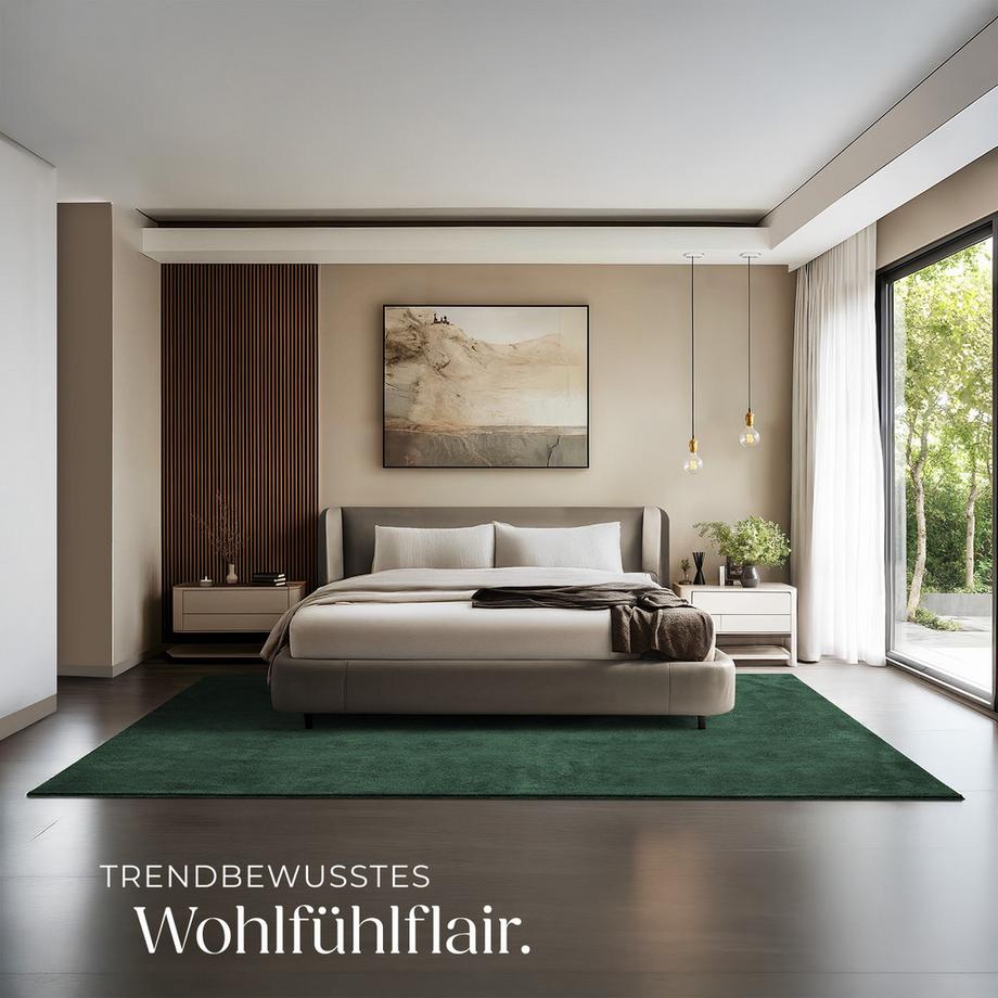 Tectake Kurzflorteppich Soft Zone verschiedene Größen und Farben flauschige Oberfläche, 1630 g/m² Florgewicht  