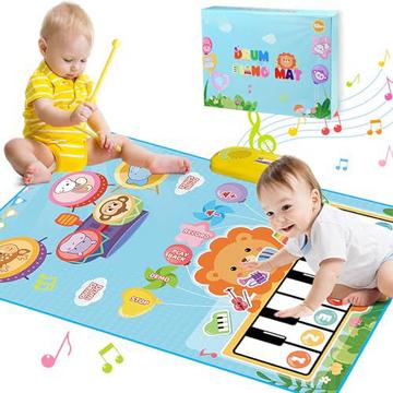 Jouets pour Bébés, Tapis de Musique 2 en 1, Tapis de Piano pour tout-petits, Jouets à tambour