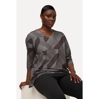 Ulla Popken  Shirt, A-Linie, V-Ausschnitt, 3/4-Arm, Pima Cotton 