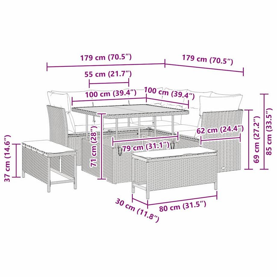 VidaXL Divano da giardino Polyrattan  
