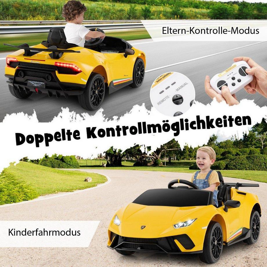 Northix  Kinder Elektroauto Lamborghini 12V Kinderauto Elektrisch mit Fernbedienung Gelb 