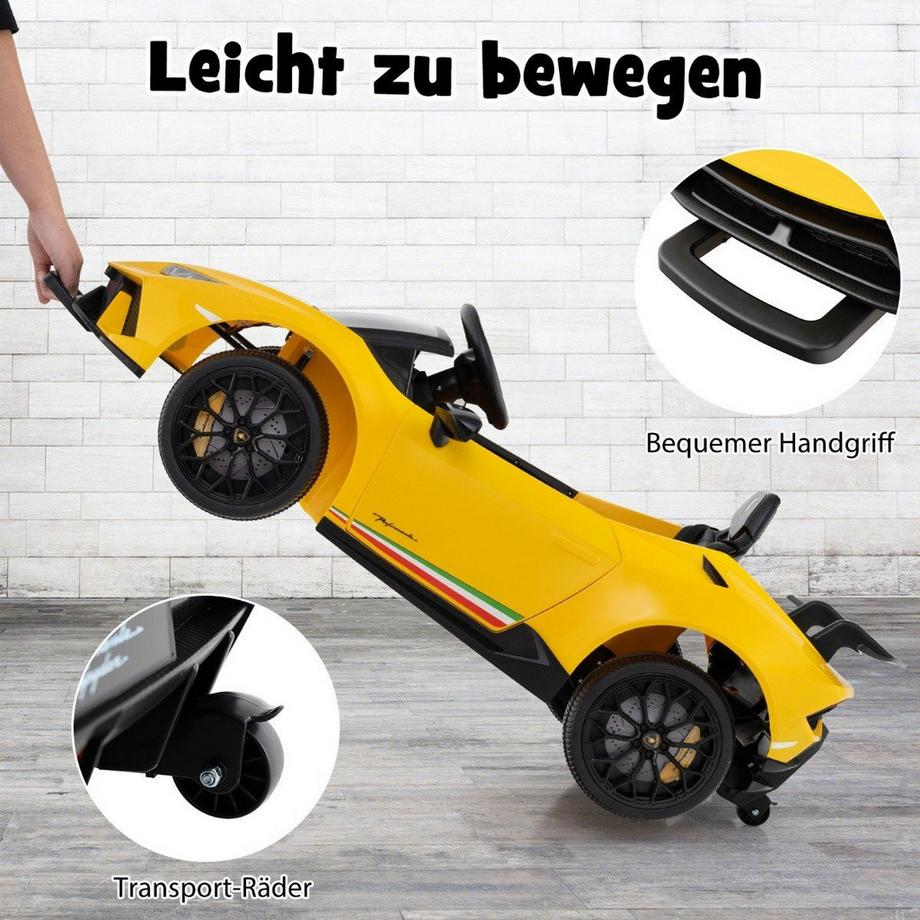 Northix  Kinder Elektroauto Lamborghini 12V Kinderauto Elektrisch mit Fernbedienung Gelb 