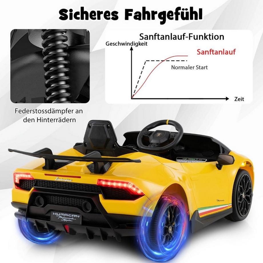 Northix  Kinder Elektroauto Lamborghini 12V Kinderauto Elektrisch mit Fernbedienung Gelb 