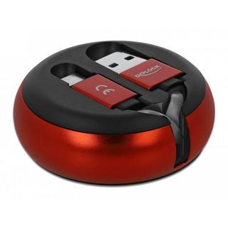 DeLock  Câble rétractable USB 2.0 Type-A à USB-C™ noir / rouge 