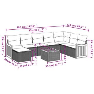 VidaXL Ensemble de canapés de jardin rotin synthétique  