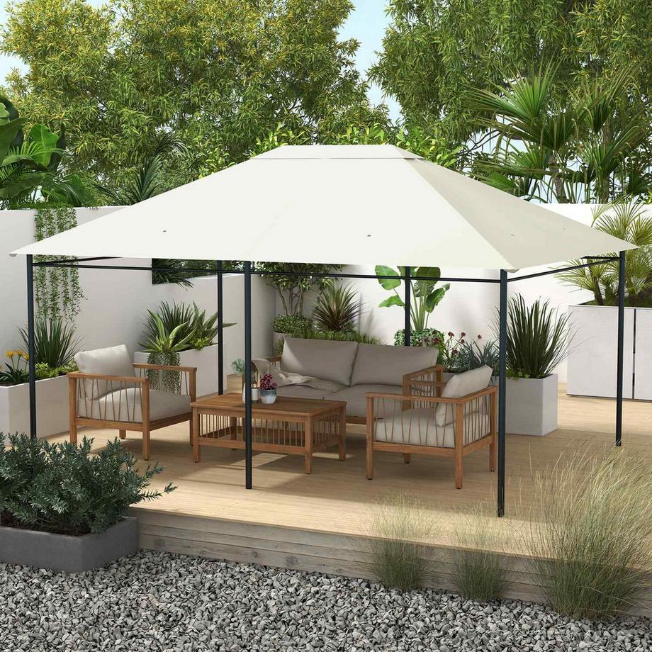 Northio Ersatzdach Für Gartenpavillon 3,97X2,97M Uv-Schutz, Wasserdichtes Pavillondach, Creme  