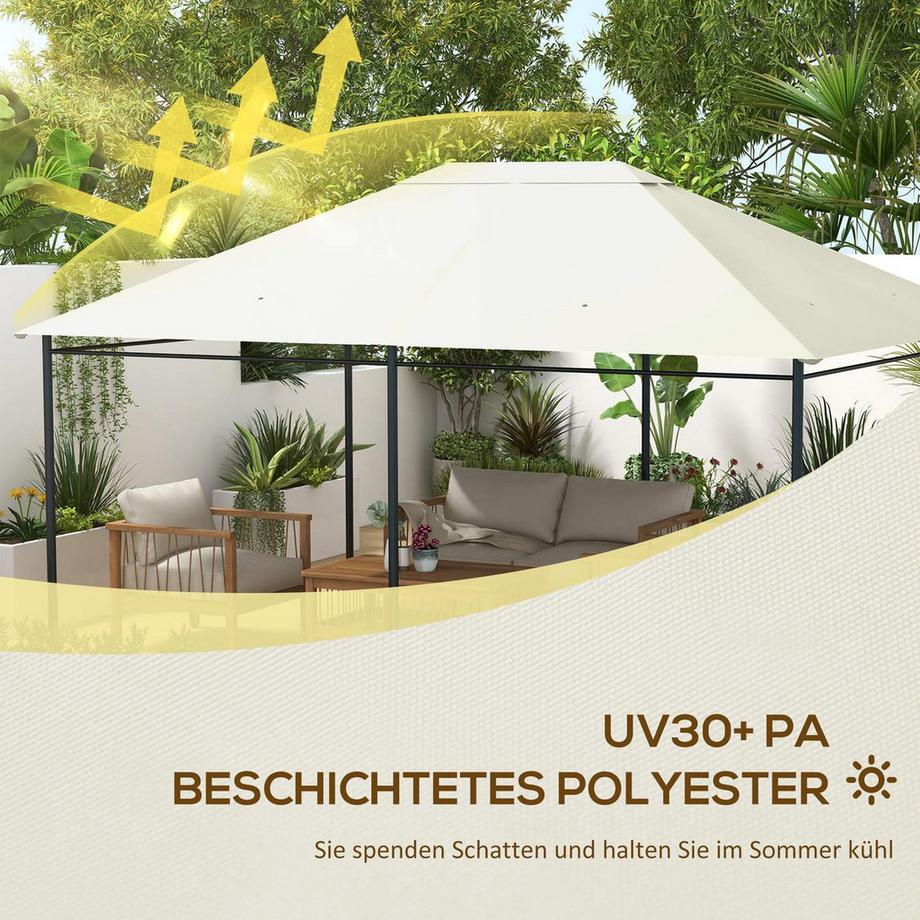 Northio Ersatzdach Für Gartenpavillon 3,97X2,97M Uv-Schutz, Wasserdichtes Pavillondach, Creme  