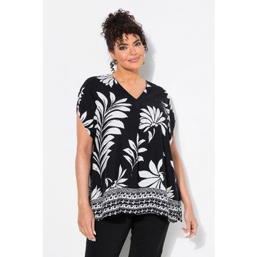 Tunica dal taglio oversize con fiori, scollo a V e mezze maniche