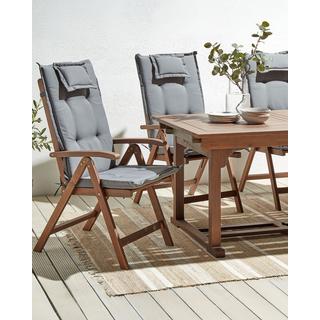 Beliani Lot de 6 chaises de jardin avec coussins en Acacia Rustique AMANTEA  