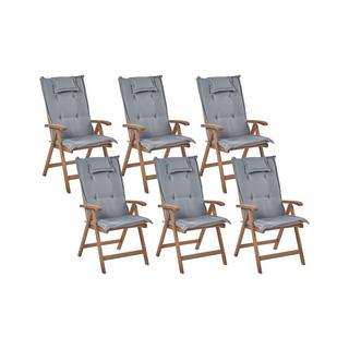 Beliani Lot de 6 chaises de jardin avec coussins en Acacia Rustique AMANTEA  
