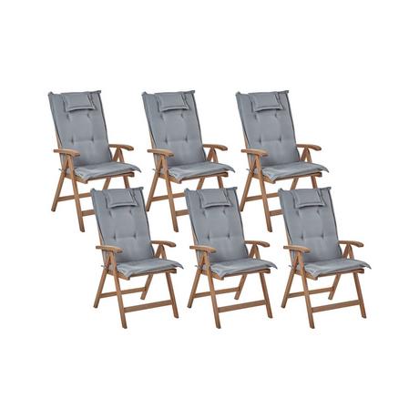 Beliani Lot de 6 chaises de jardin avec coussins en Acacia Rustique AMANTEA  