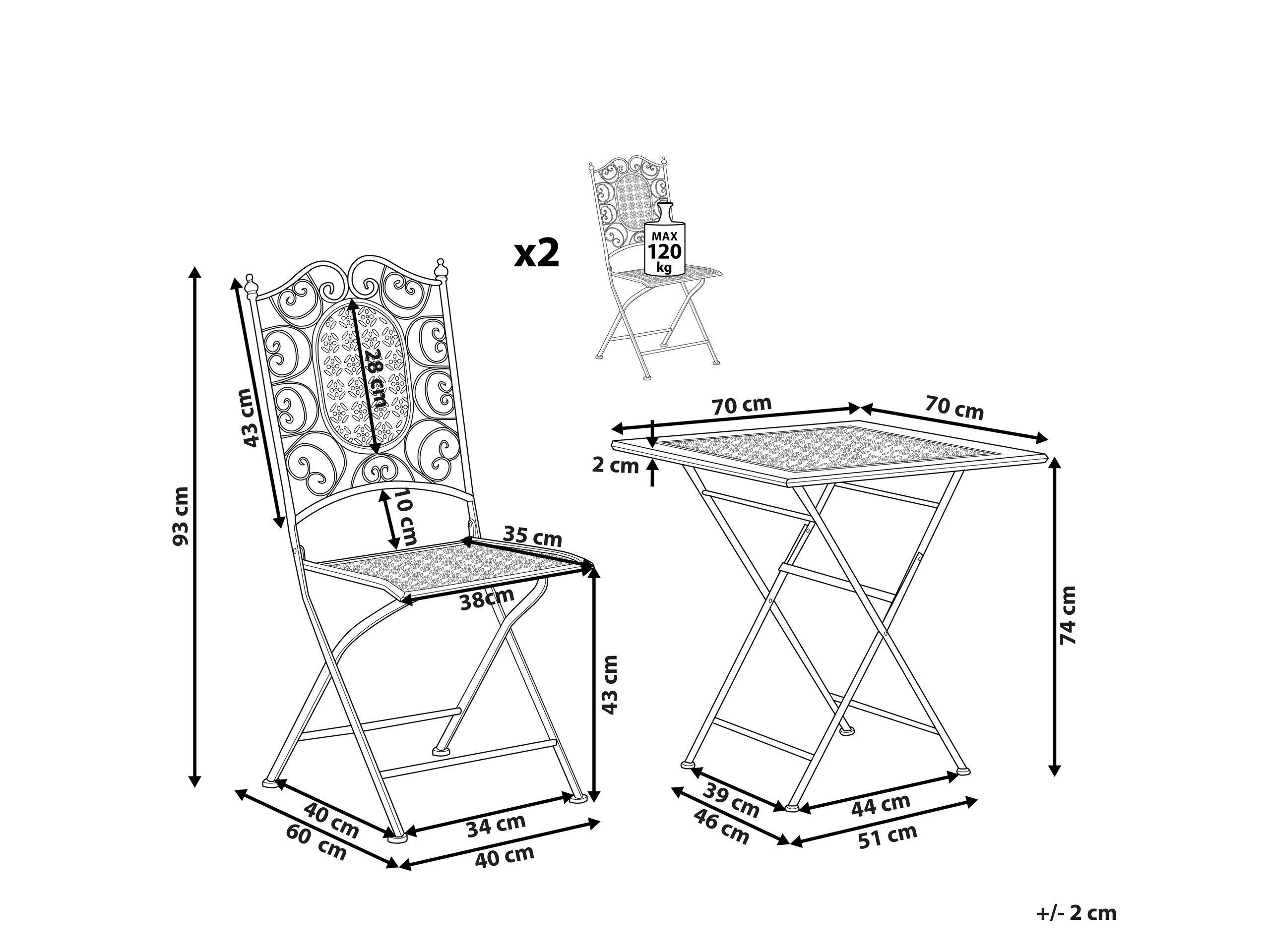 Beliani Bistro Set aus Eisen Retro BORMIO  