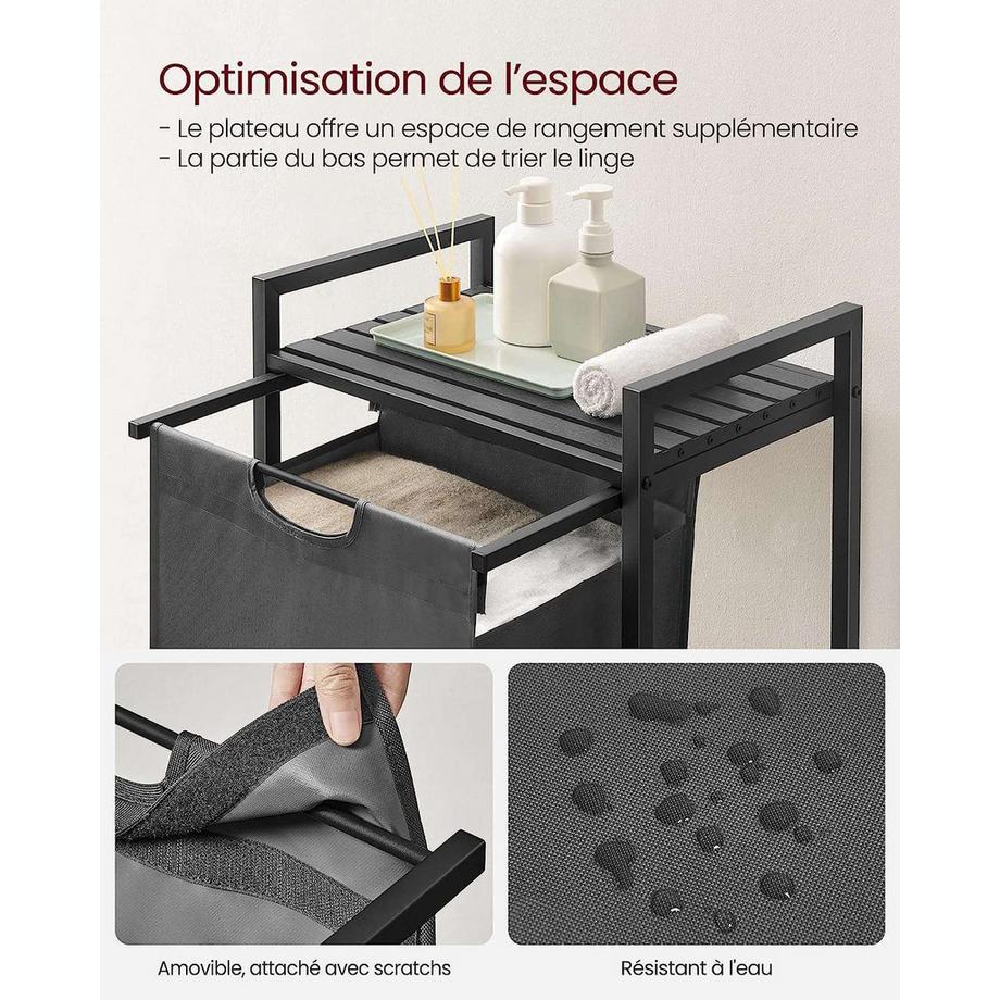 Pricenet  Kompakter 65-Liter-Wäschekorb mit Lattenrost 