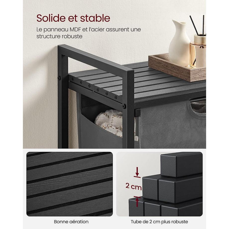 Pricenet  Kompakter 65-Liter-Wäschekorb mit Lattenrost 