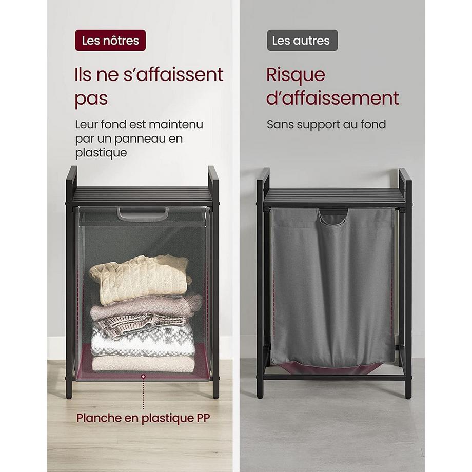 Pricenet  Kompakter 65-Liter-Wäschekorb mit Lattenrost 