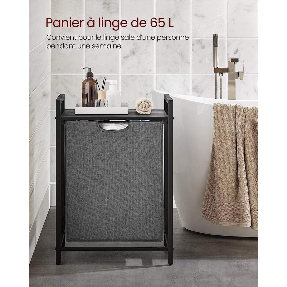 Pricenet  Kompakter 65-Liter-Wäschekorb mit Lattenrost 