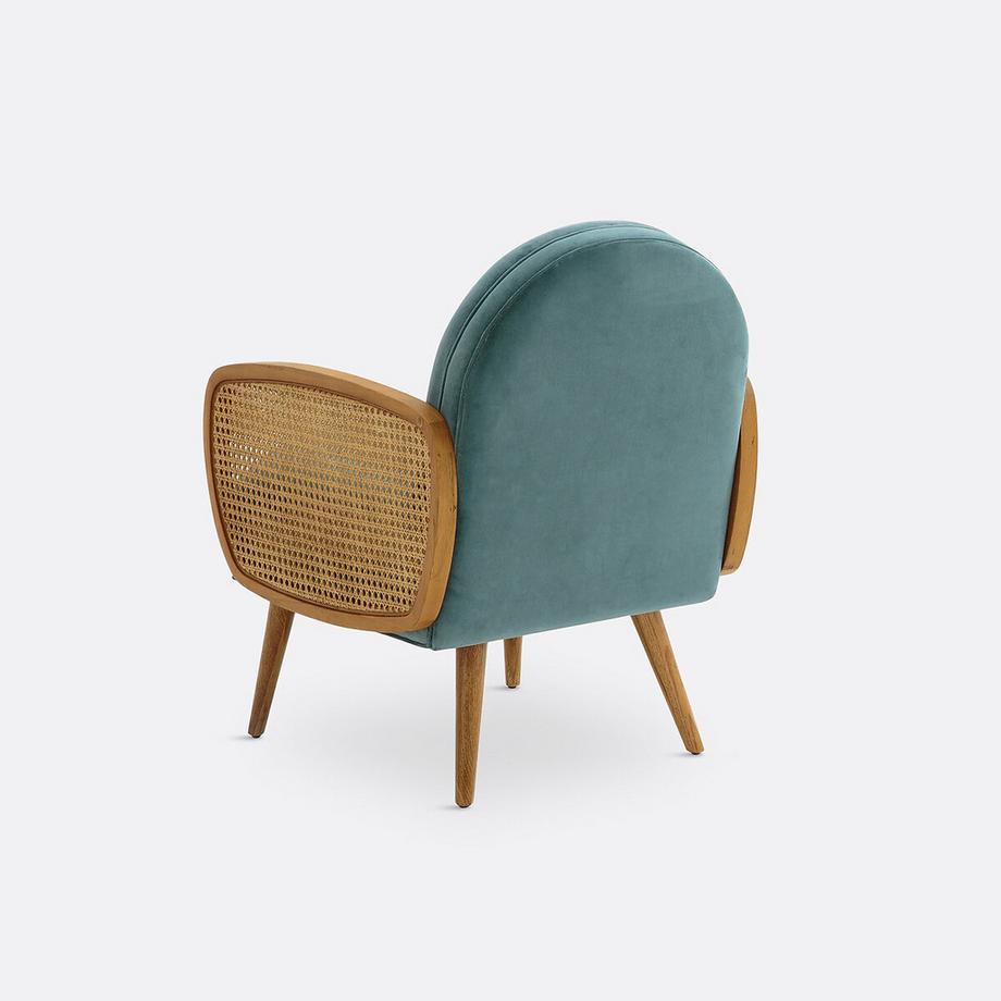 La Redoute Intérieurs Fauteuil velours et cannage  