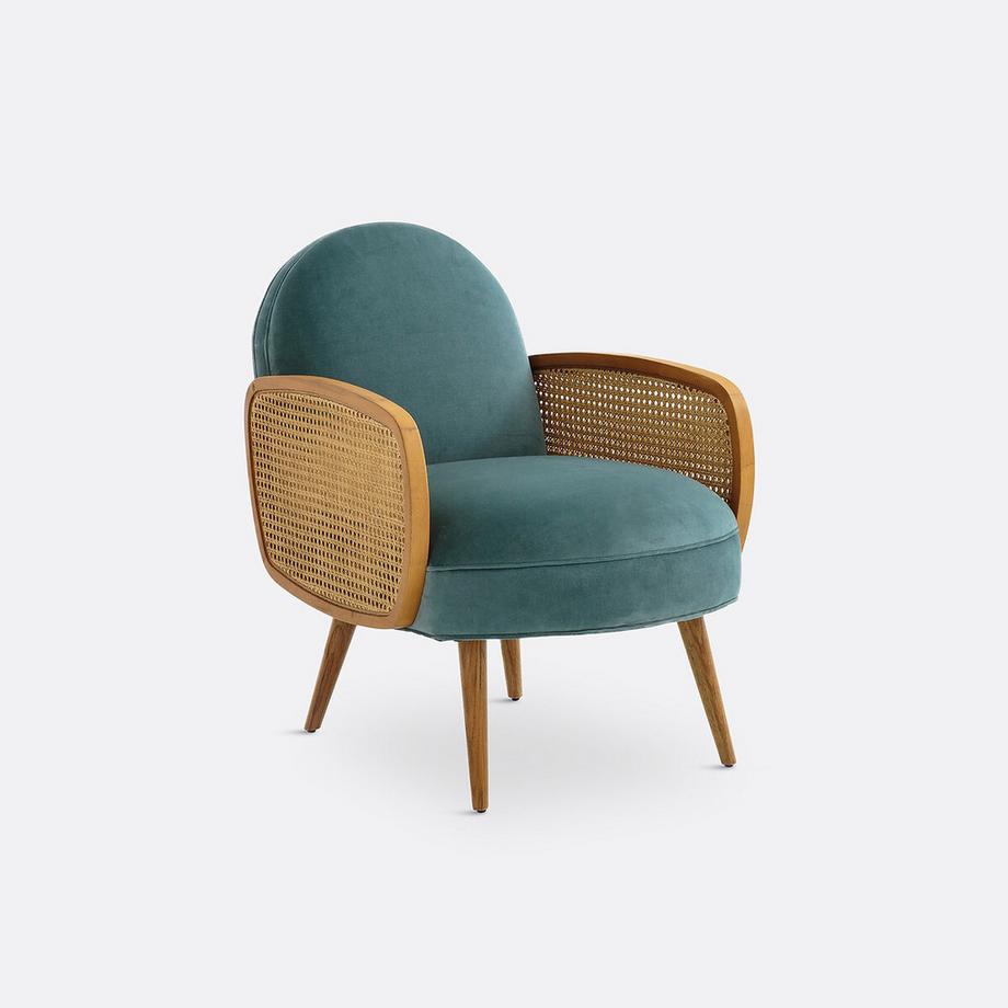 La Redoute Intérieurs Fauteuil velours et cannage  