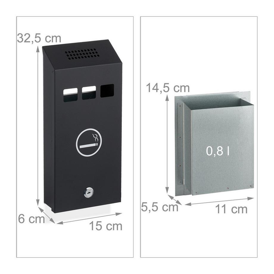 Northio Schwarzer Wandaschenbecher  