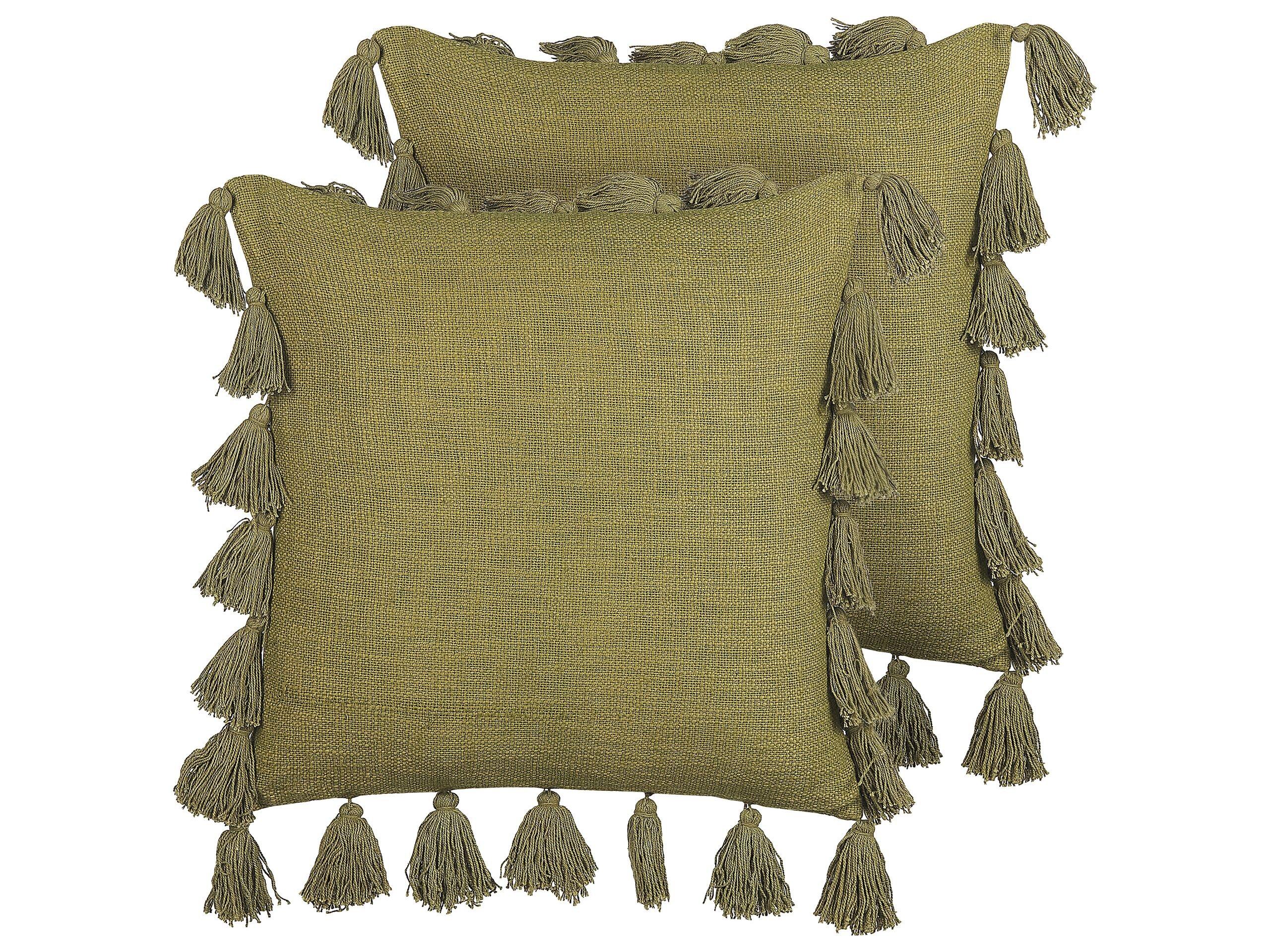 Beliani Lot de 2 coussins en Coton Boho LYNCHIS  