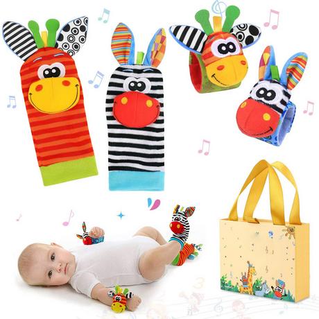 Activity-board  Baby Rassel Spielzeug Handgelenk und Socken, Rassel Baby Stofftiere Entwicklung Spielzeug 