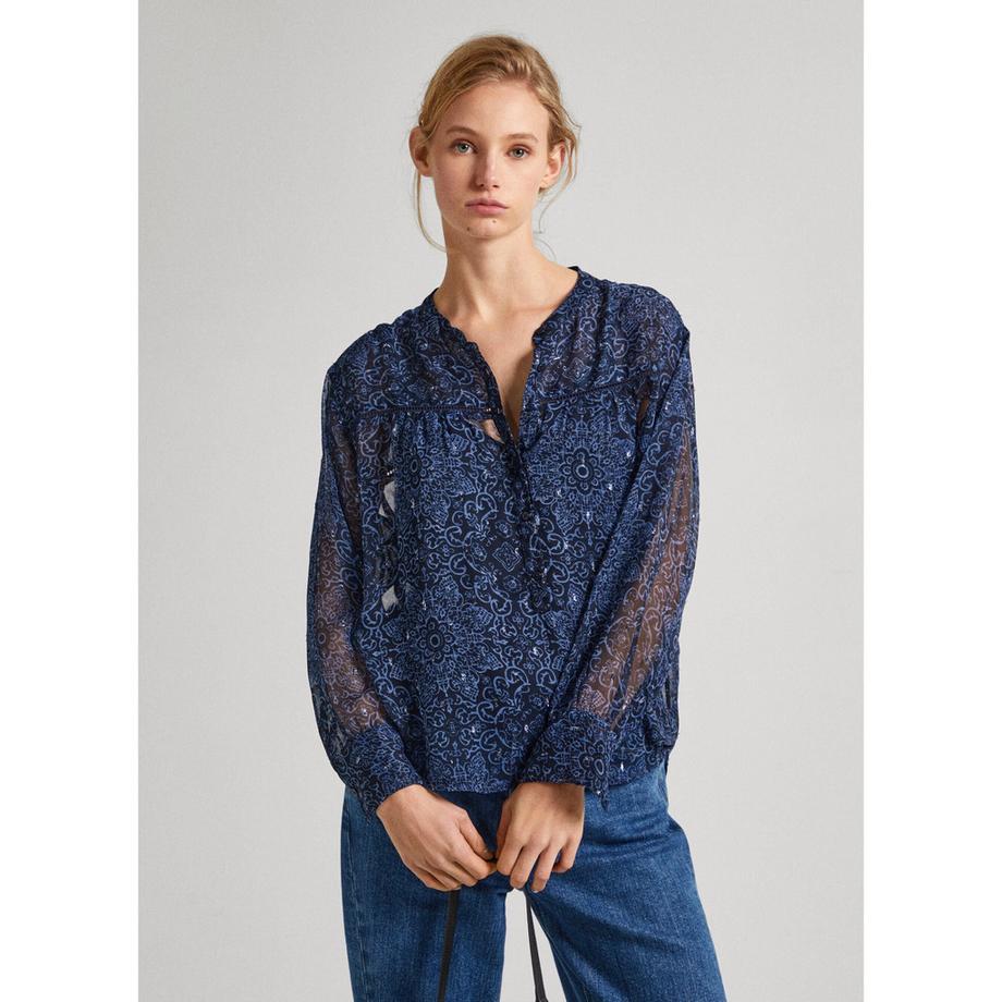Pepe Jeans London Clementine Blusa in Chiffon Semitrasparente  