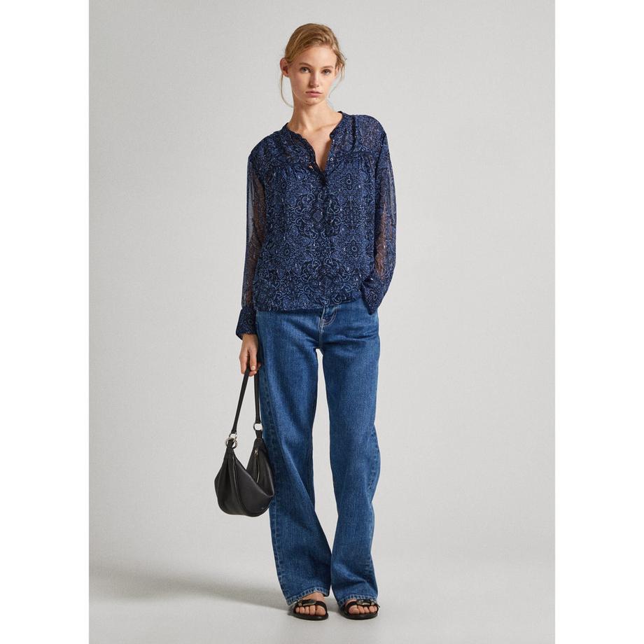 Pepe Jeans London Clementine Blusa in Chiffon Semitrasparente  