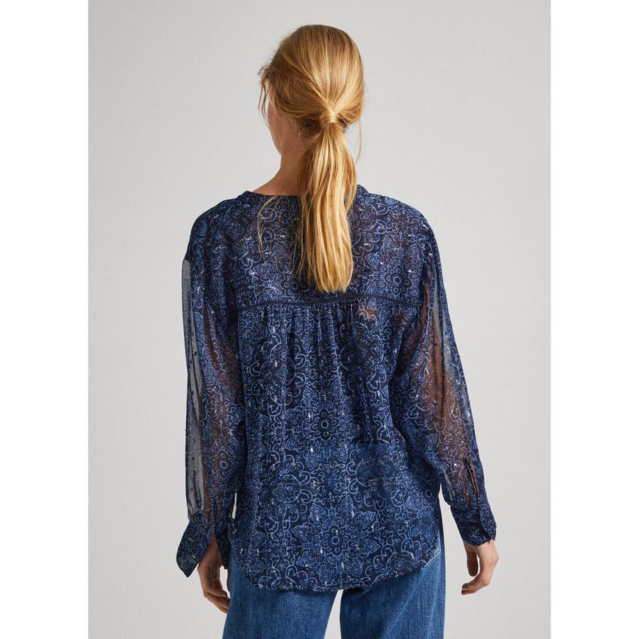 Pepe Jeans London Clementine Blusa in Chiffon Semitrasparente  