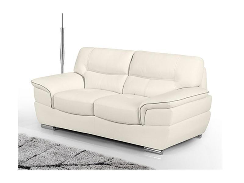 Vente-unique Couchgarnitur Leder 3+2 Elfenbein THIBAULT  