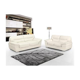 Vente-unique Couchgarnitur Leder 3+2 Elfenbein THIBAULT  