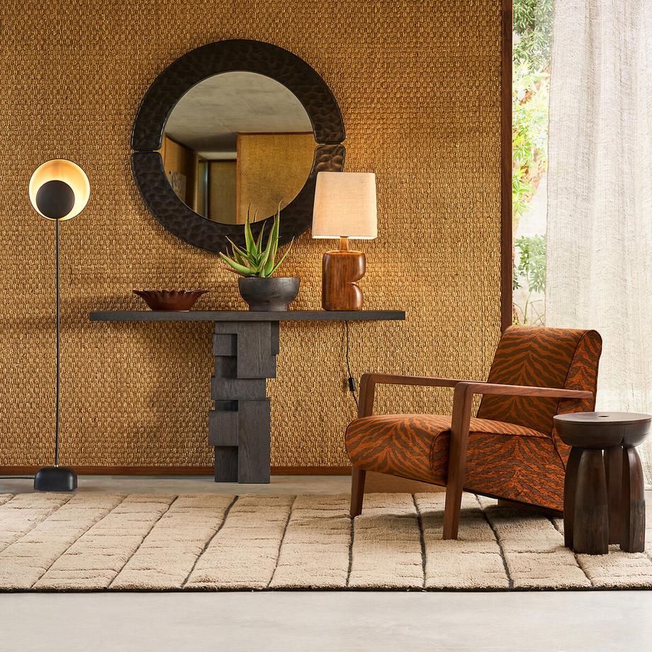 AM.PM Fauteuil noyer massif tissu imprimé animal  