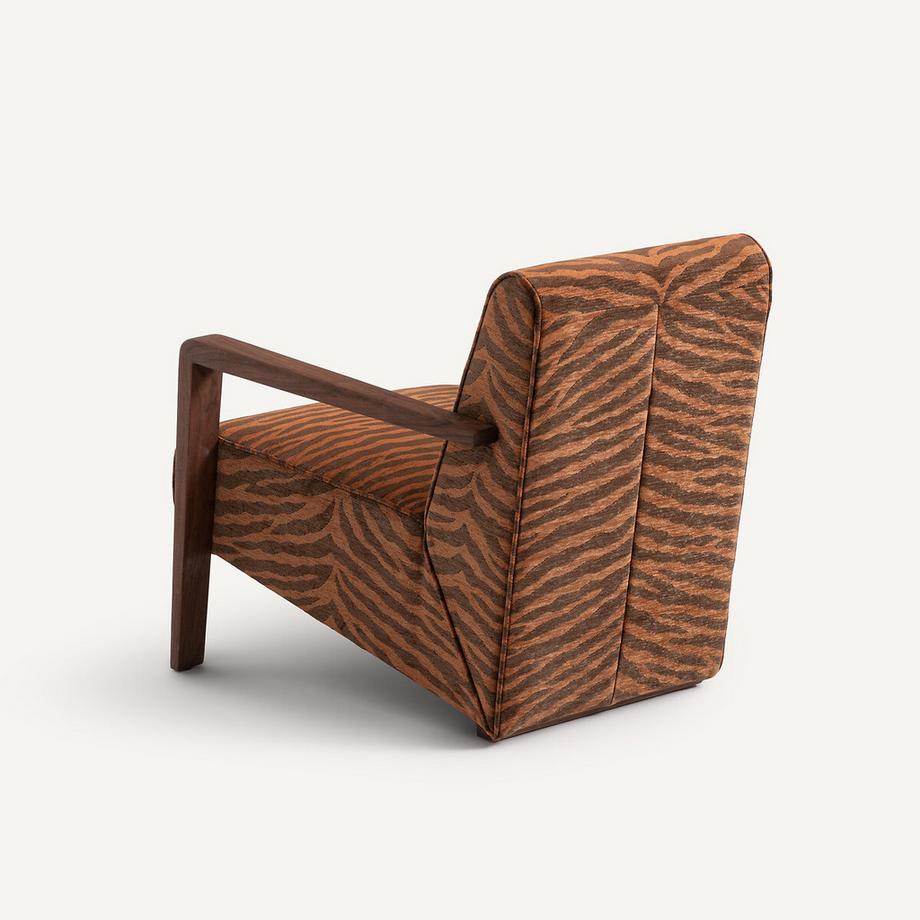 AM.PM Fauteuil noyer massif tissu imprimé animal  