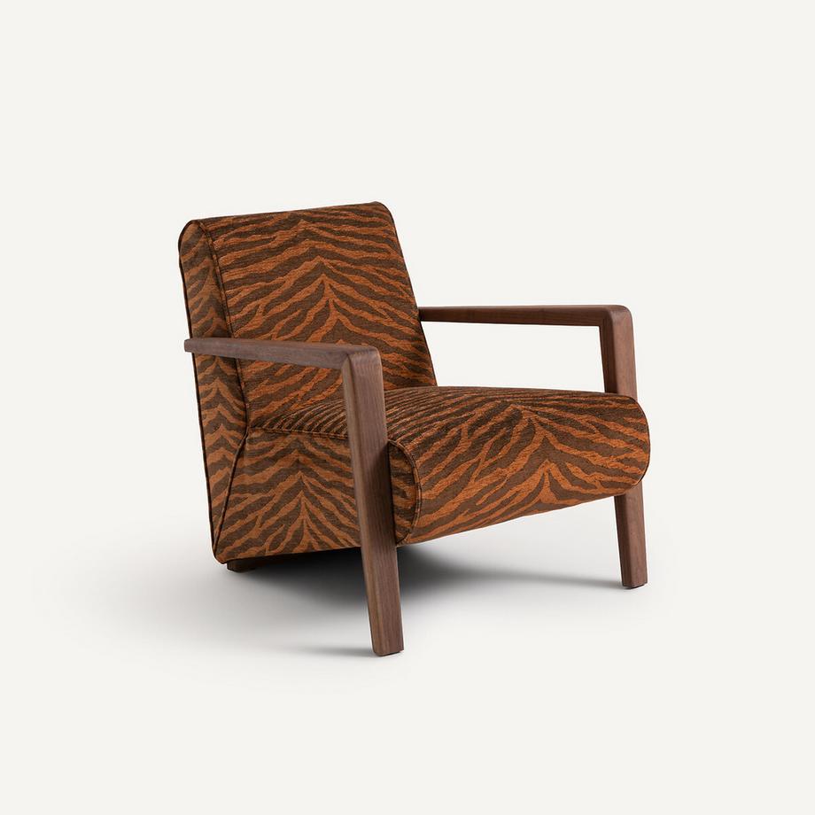 AM.PM Fauteuil noyer massif tissu imprimé animal  