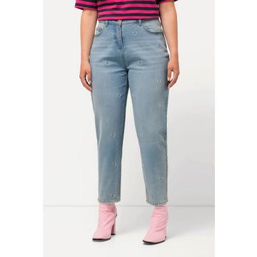 Mom-Jeans, Herz-Stickerei, 5-Pocket-Schnitt