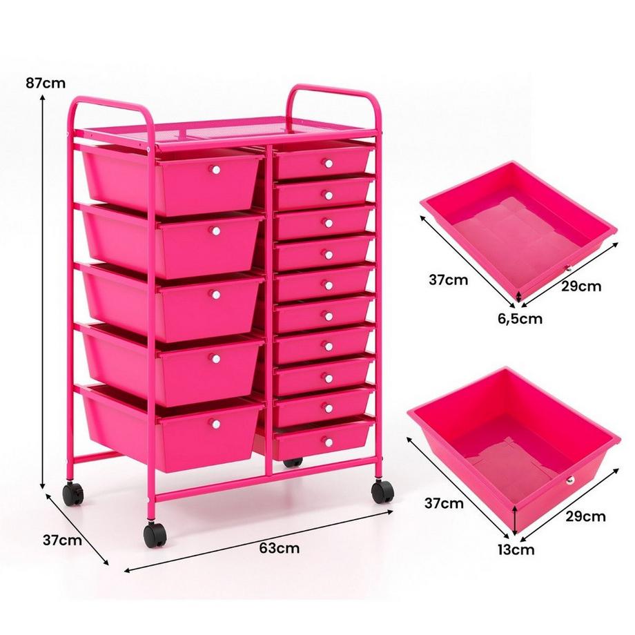 Northix Chariot de rangement avec 15 tiroirs  