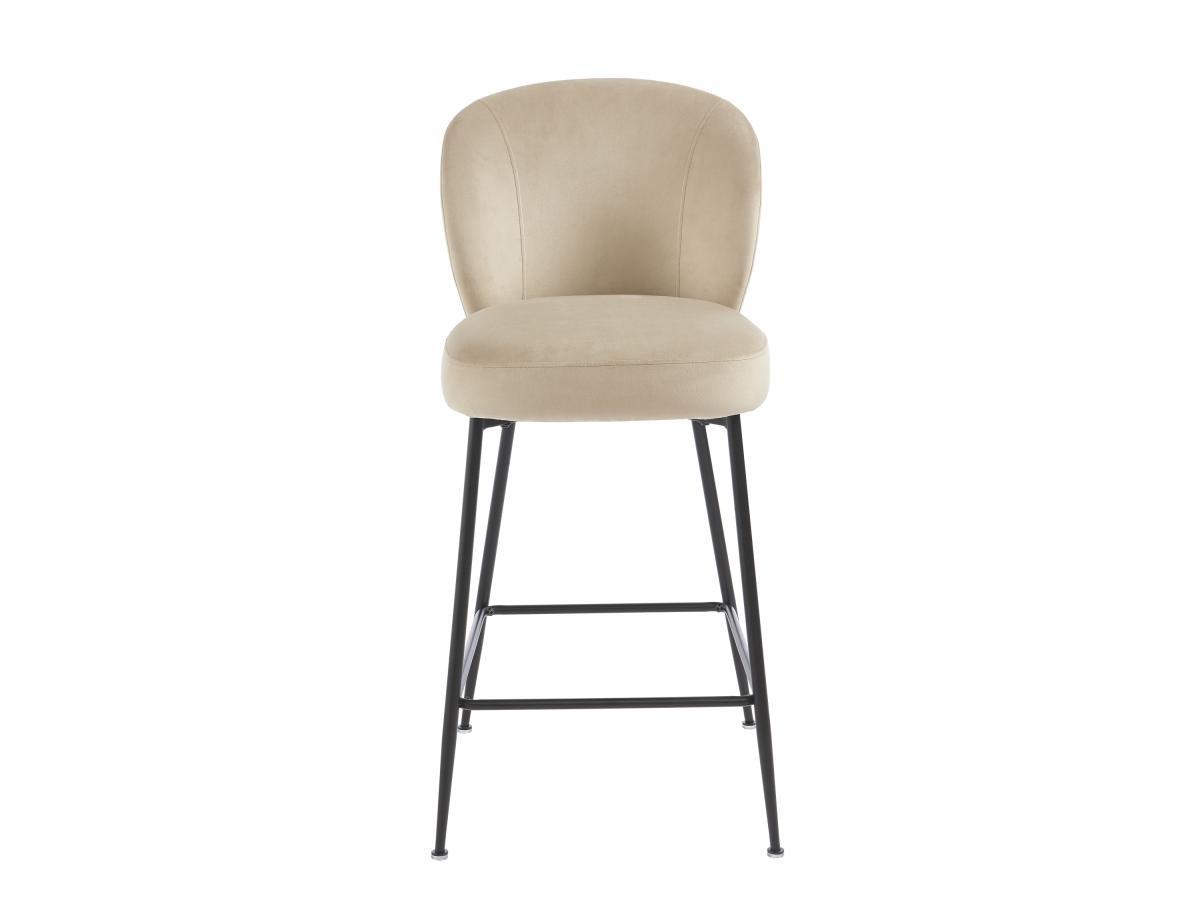 PASCAL MORABITO Sgabello da bar in Velluto e Metallo Nero Beige  - Lotto di 2 - POLPONA  