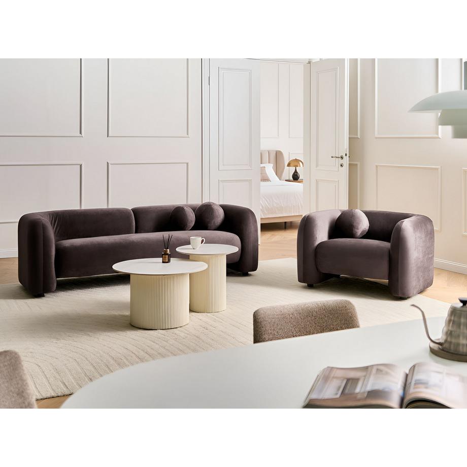 Beliani Salon pour 4 personnes en Velours Rétro LEIREN  