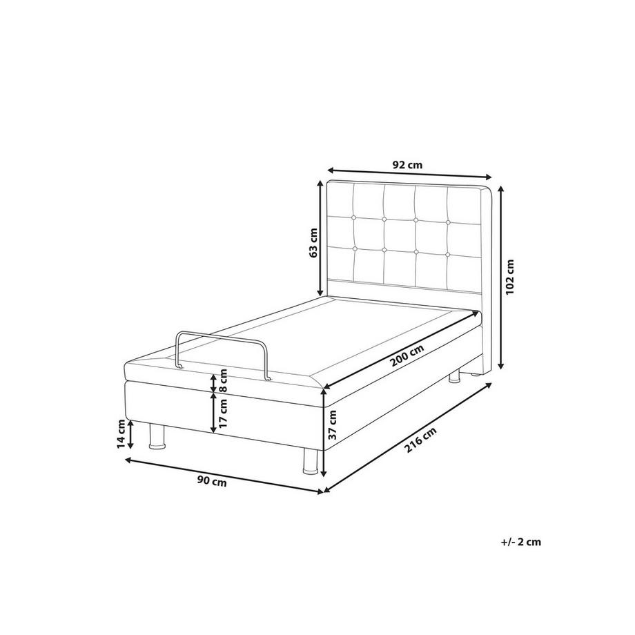 Beliani Lit réglable en Tissu Traditionnel DUKE  