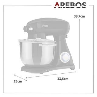 Arebos Robot de Cuisine 1800W 6L Acier inoxydable-Bol mélangeur 6 étapes  