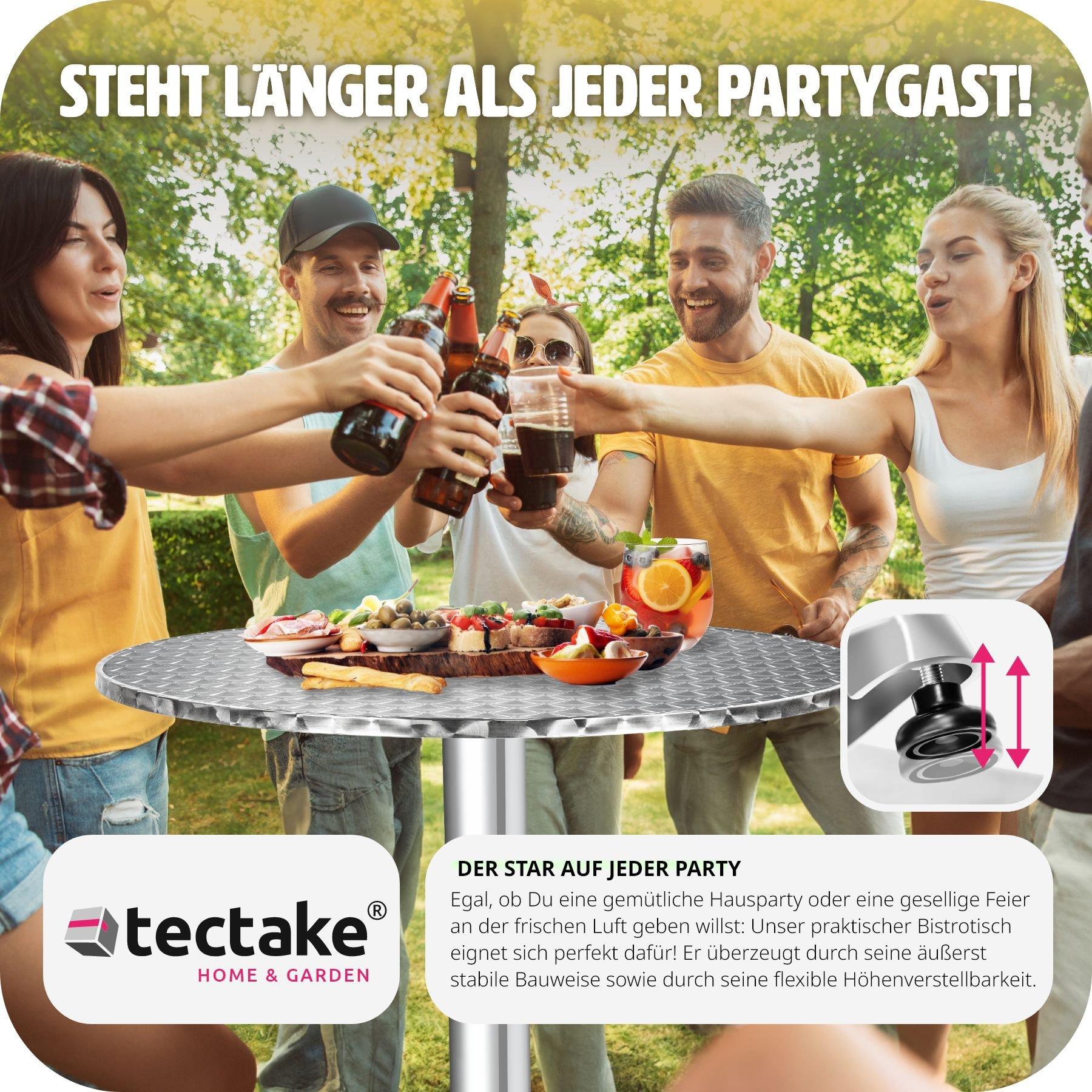 Tectake Aluminium Bistrotisch Ø60cm klappbar höhenverstellbar  