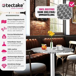 Tectake Aluminium Bistrotisch Ø60cm klappbar höhenverstellbar  