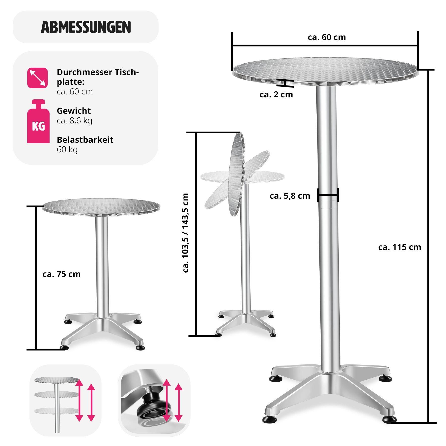 Tectake Mange debout aluminium Ø60cm  