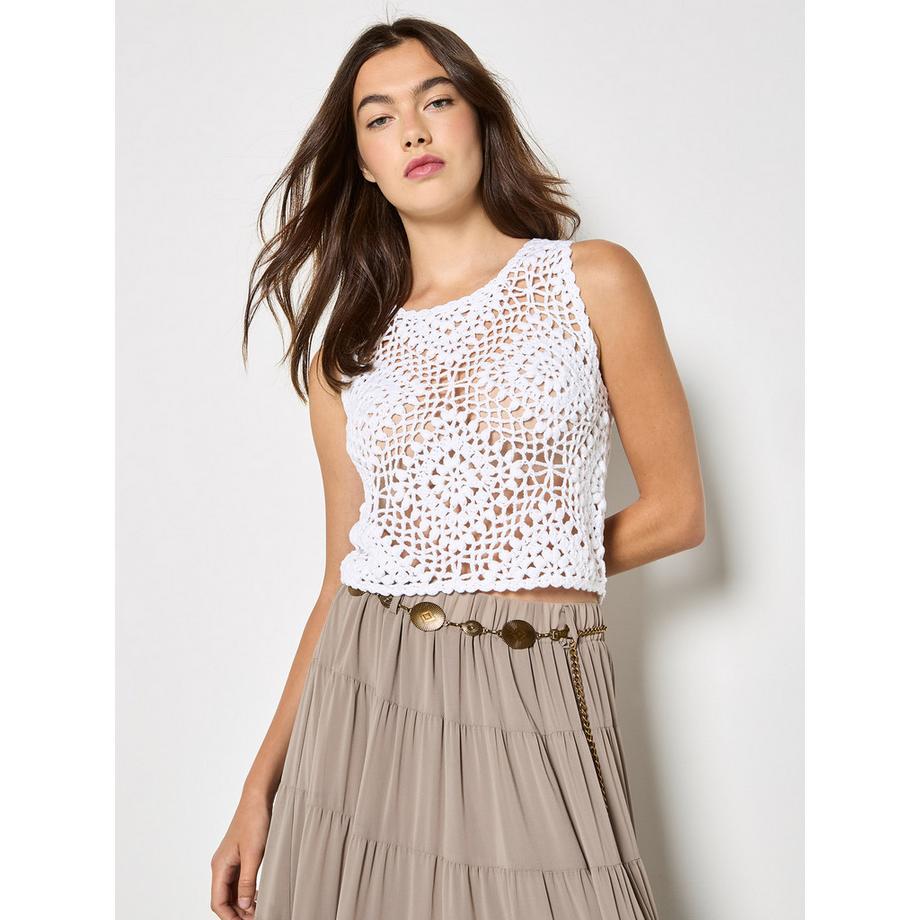 Diamant-Handstrick-Crop-Top